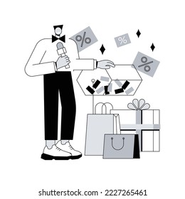 Prize draw abstract concept vector illustration. Big prize winner, online random draw, promotional marketing, brand advertising game, rules and conditions, buyers reward abstract metaphor.