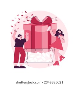 Prize draw abstract concept vector illustration. Big prize winner, online random draw, promotional marketing, brand advertising game, rules and conditions, buyers reward abstract metaphor.