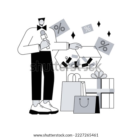 Prize draw abstract concept vector illustration. Big prize winner, online random draw, promotional marketing, brand advertising game, rules and conditions, buyers reward abstract metaphor.