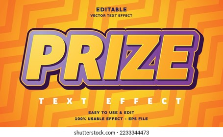 prize editable text effect with modern and simple style, usable for logo or campaign title