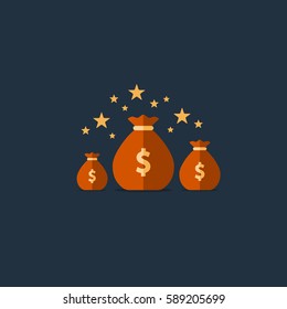 Prize Fund, Win Money Icon, Budget Plan, Financial Investments, Fortune Concept Vector Illustration