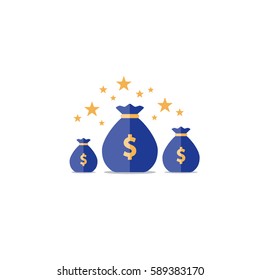 Prize fund, win money icon, budget plan, financial investments, fortune concept vector illustration