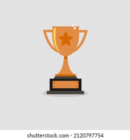 Prize gold trophy, gold trophy flat icon, winner award, vector illustration