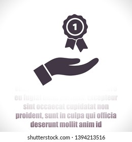 Prize in the hand icon , lorem ipsum Flat design
