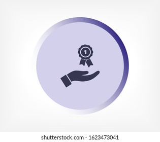Prize in the hand icon , lorem ipsum Flat design