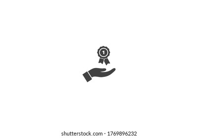 Prize in the hand icon , lorem ipsum Flat design