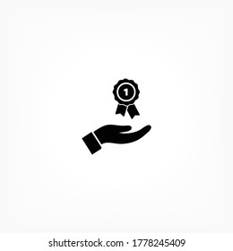 Prize in the hand icon , lorem ipsum Flat design