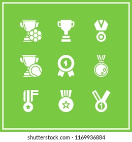 prize icon. 9 prize vector set. medal with number, trophy, award and medal icons for web and design about prize theme