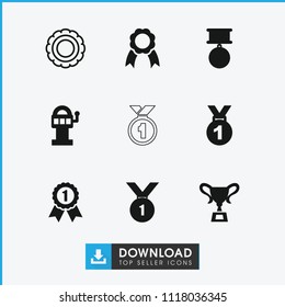 Prize icon. collection of 9 prize filled and outline icons such as medal, slot machine, ribbon, number 1 medal, award. editable prize icons for web and mobile.