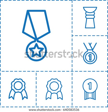Prize icon. set of 6 prize outline icons such as ribbon, medal, trophy, number 1 medal