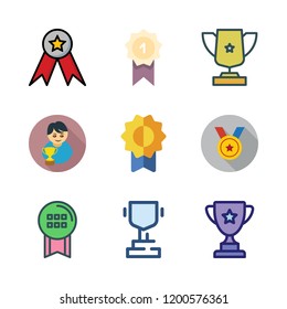 prize icon set. vector set about medal, trophy, winner and award icons set.