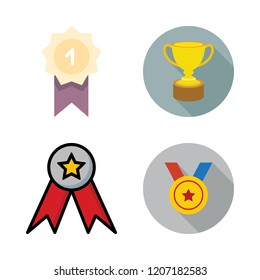 prize icon set. vector set about award, medal and trophy icons set.