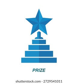 Preis-Ikone, die Auszeichnung, Leistung, Trophäe, Gewinner, Erfolg, Wettbewerb, Sport und Sieg-Symbol darstellt.