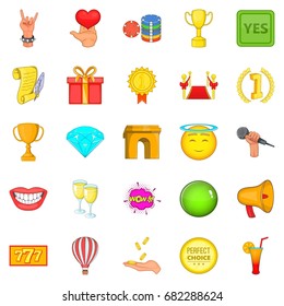 Prize icons set. Cartoon set of 25 prize vector icons for web isolated on white background