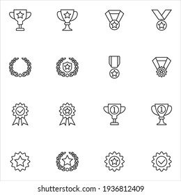 Prize icons set vector graphic illustration