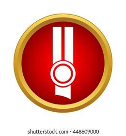 Prize medal icon in simple style in red circle. Championship symbol