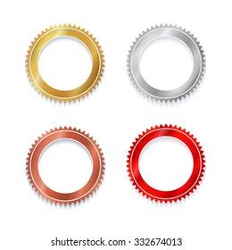 Prize medals gold silver, bronze, red vector illustration