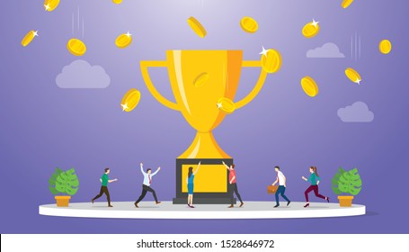 prize money business winner concept with modern flat style - vector