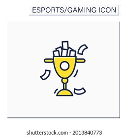 Prize money color icon. Monetary reward. Esports cup. International esports competition. Cybersport concept. Isolated vector illustration
