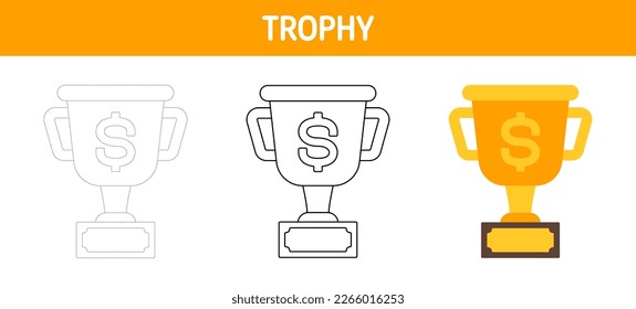 Prize Money tracing and coloring worksheet for kids