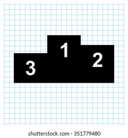Prize podium - black vector icon