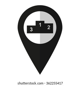 Prize podium - vector icon;  black map pointer