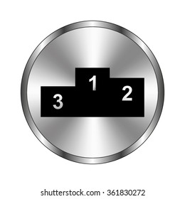 Prize podium - vector icon;  metal button