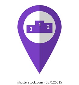 Prize podium - vector icon;  violet map pointer