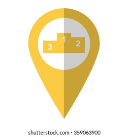Prize podium - vector icon;  yellow map pointer