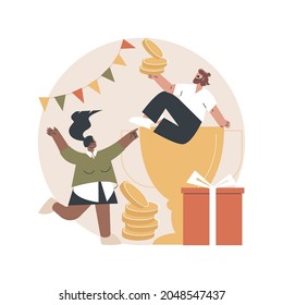 Prize pool abstract concept vector illustration. Prize money distribution, tournament main award, players buyin, entry fee, video game tournament, pool tracker, host event abstract metaphor.