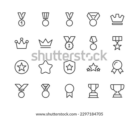 prize related icon set. Editable stroke. Pixel Perfect 24x24px icons