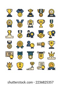 prize reward filled outline icon pack vector illustration