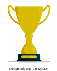 Prize sports cup for participation in sports competitions. Award to winner of tournament. Vector in flat style