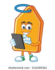 prize tag with gadget shopping cartoon character mascot vector design