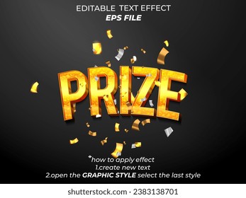 prize text effect . font editable, typography, 3d text. vector template