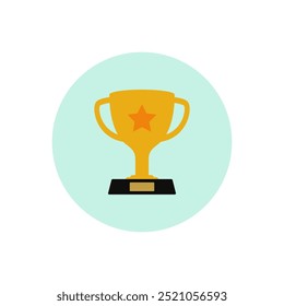 Prize trophy cup black icon logo element flat Vector Image. Trophy clipart.