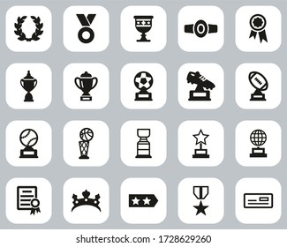 Prize Or Trophy Icons Black & White Flat Design Set Big