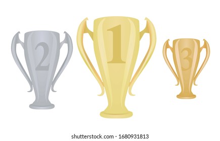 Prize trophy set. vector illustration