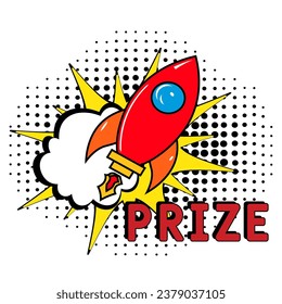 PRIZE Vector Design with Cartoon, Comic Speech Bubble in pop-art style. PRIZE pop art comic style