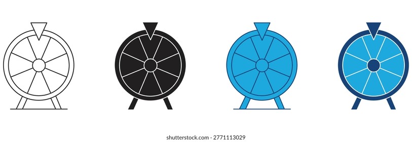 Prize wheel icon Set, Outline Vector illustration.
