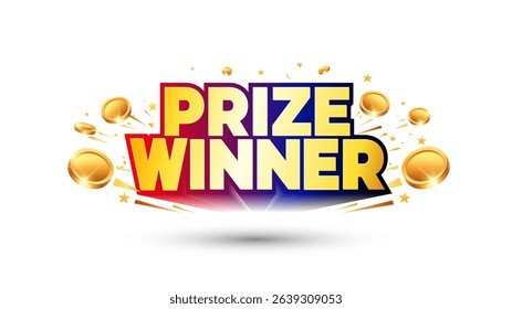 Prize winner, contest, quiz, competition, winner announcement, 3d logo design concept.