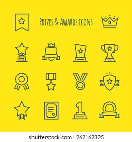 Prizes & Awards Vector Line Icons Set