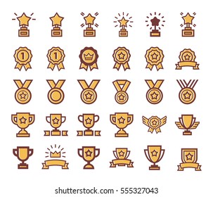 Prizes & Awards Vector Line Icons Set
