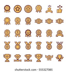 Prizes & Awards Vector Line Icons Set