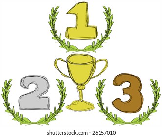 prizes with laurel wreath