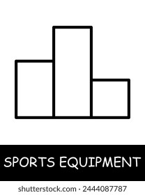 Prizes line icon. Sports equipment, hockey stick, basketball, tennis racket, volleyball, boxing gloves, barbell, dumbbells, jump rope, skis. Vector line icon for business and advertising