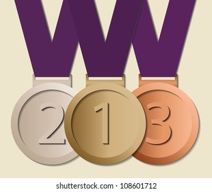 Prizes in ribbon, symbol for winning and success, eps10 vector