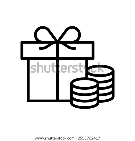 Prizes win coins icon. Extra Bonus Gift boxes with ribbon icons black Set. Gift box badge Flat style. Surprising gift boxes label, Gift wrapping sticker, Christmas box icon. Vector Illustration.