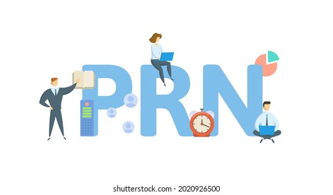 PRN, As Needed. Concept with keywords, people and icons. Flat vector illustration. Isolated on white.