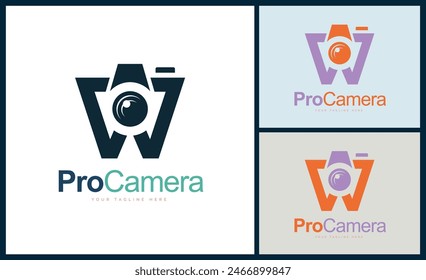 Plantilla de diseño del logotipo de la letra w del estudio de la cámara profesional para la marca o la compañía y otros